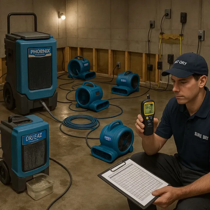 Structural Drying and Dehumidification process in Scottville, MI